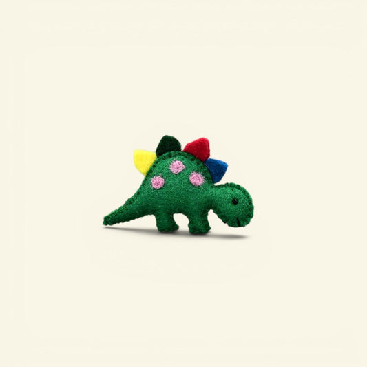 the felt wild – wool felt stegosaurus brooch with rainbow plates, uggaz
