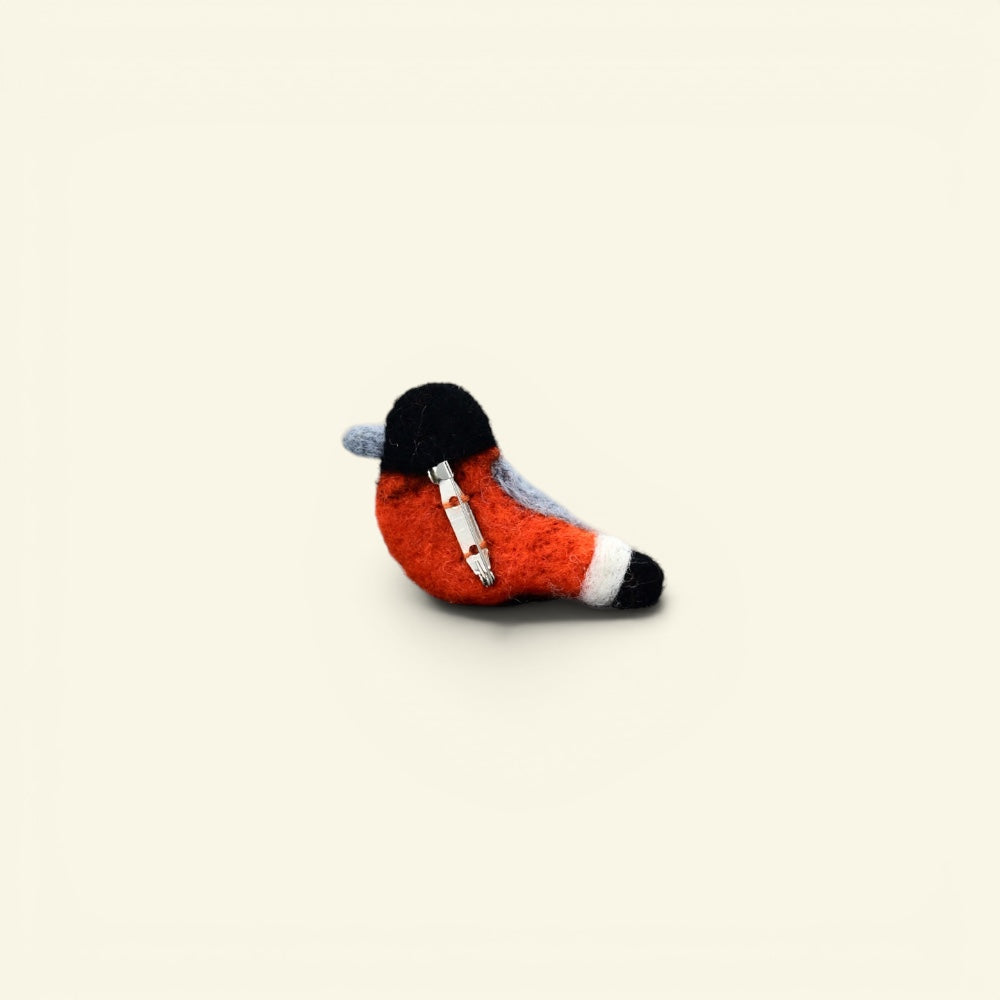 felt bird brooch, about 3.5 inches beak to tail, with metal pin back — handmade in nepal