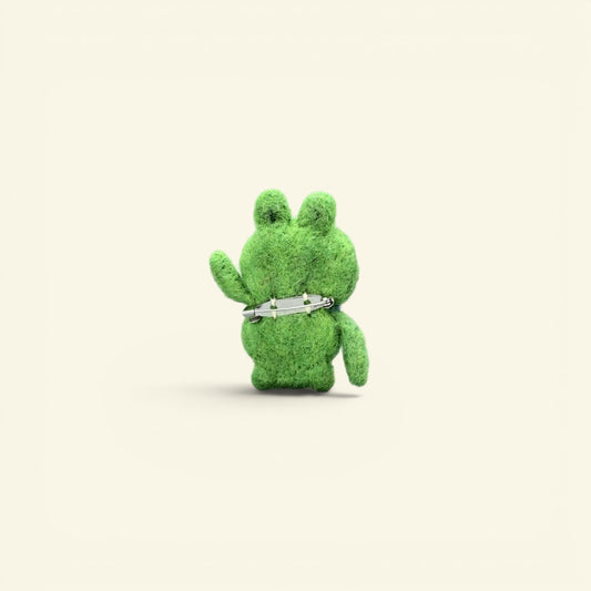 felt frog brooch, about 2.6 inches tall, with metal pin back — handmade in nepal
