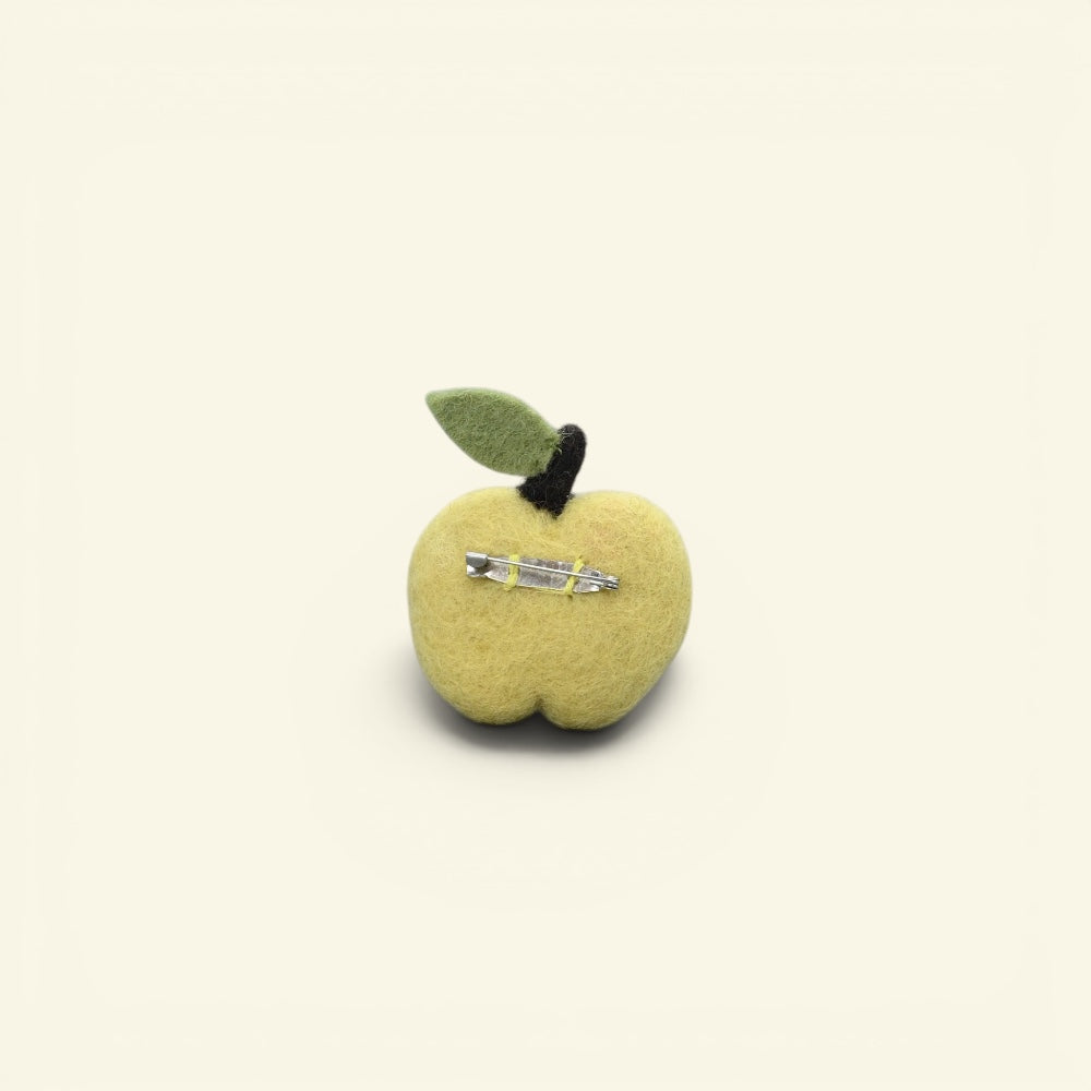 felt apple brooch, about 2.4 inches tall, with metal pin back — handmade in nepal