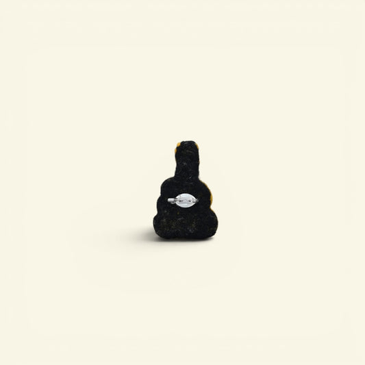 felt guitar brooch, about 2.8 inches tall, with metal pin back — handmade in nepal
