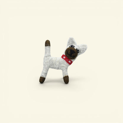 felt dog brooch, about 3.0 inches tall, with metal pin back — handmade in nepal