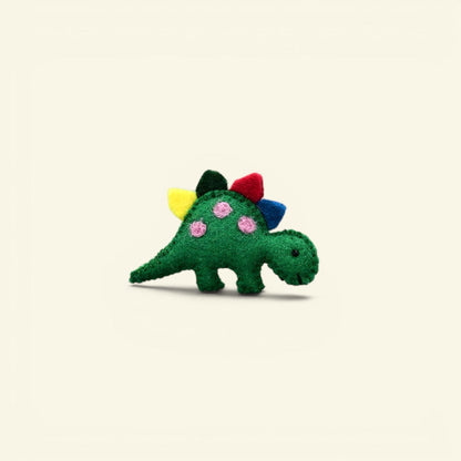 the felt wild – wool felt stegosaurus brooch with rainbow plates, uggaz