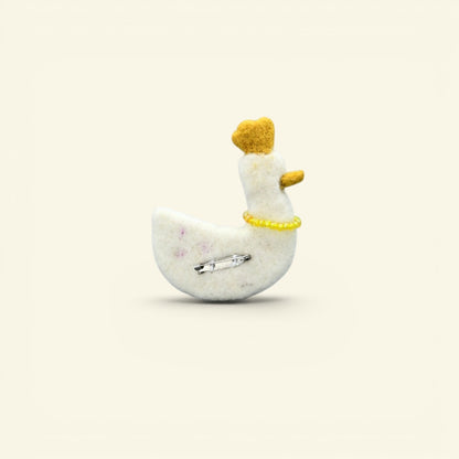felt duck brooch, about 3.6 inches long, with metal pin back — handmade in nepal