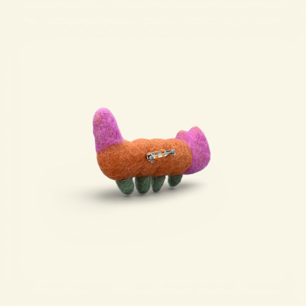 the felt house – wool felt brooch, back view showing metal pin clasp, uggaz