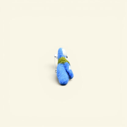 needle-felted wool bird brooch handmade in nepal — each bird felted individually, no two alike