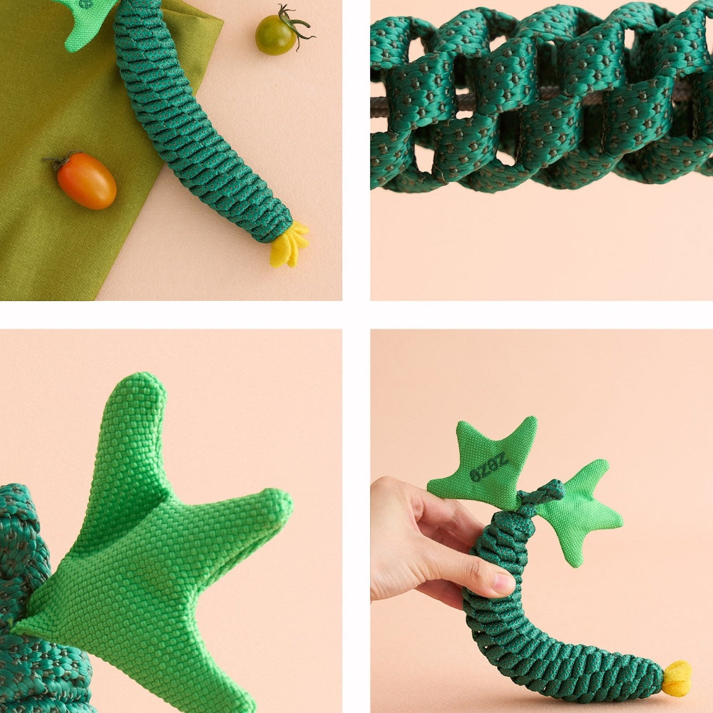 Close-up grid of The Knot Harvest cucumber flower, rope weave texture, and leaf detail