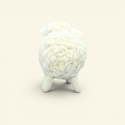 hand-knit wool sheep ornament handmade in nepal — each one knit and felted individually, no two alike