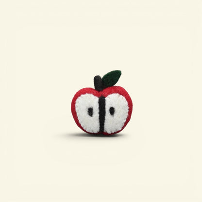 the felt garden – wool felt apple brooch, cut open to show the core, uggaz