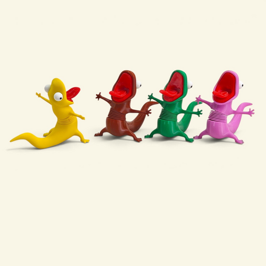 the screaming lizard – spring-neck 3d printed pla lizard figurine, meme desk toy, uggaz
