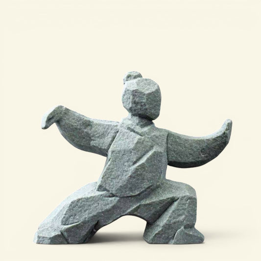 the slow masters – tai chi figurine in single whip pose, arms extended, gray faux-marble finish, uggaz