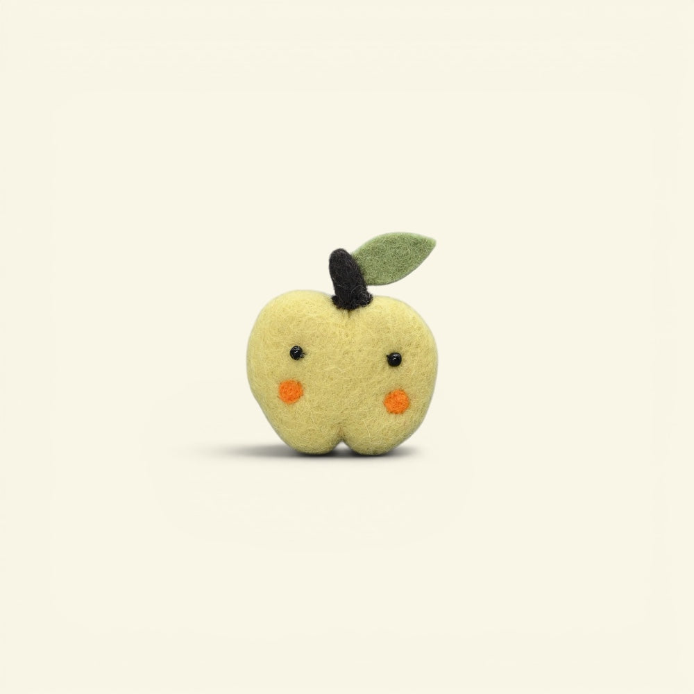 the felt garden – wool felt apple brooch, green, needle-felted in nepal, uggaz