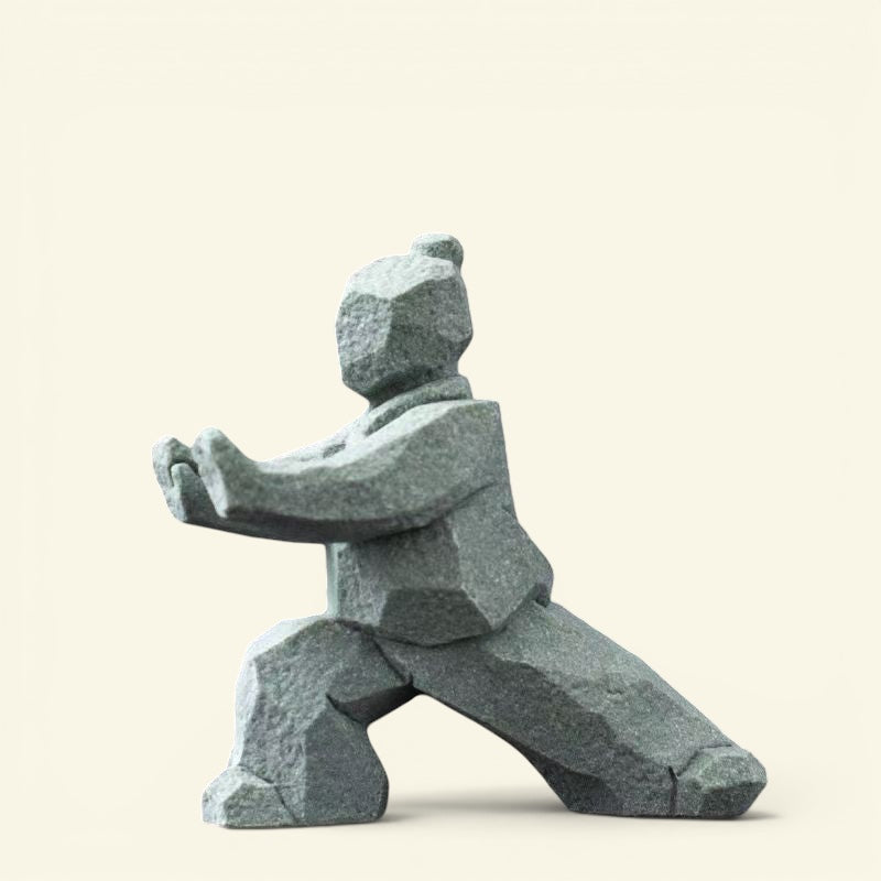 the slow masters – tai chi figurine in grasp the sparrow's tail pose, gray faux-marble finish, uggaz