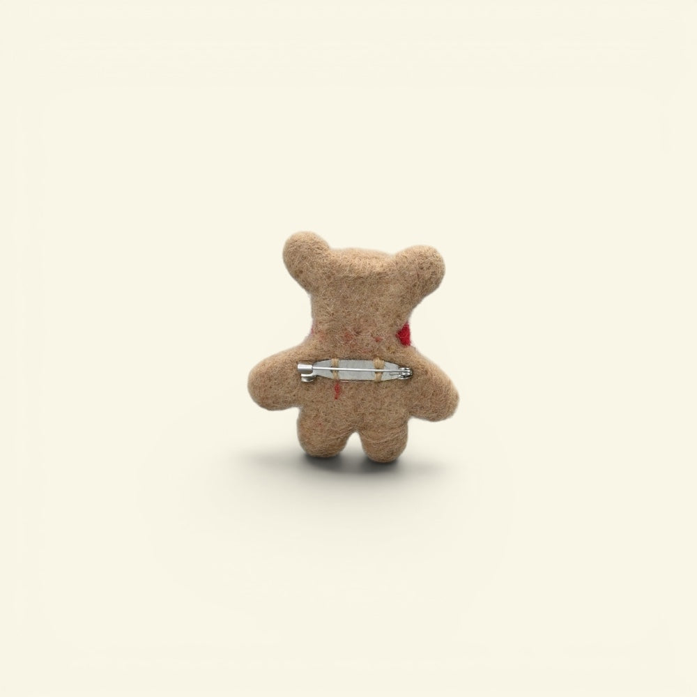 needle-felted wool bear brooch handmade in nepal — each bear felted individually, no two alike