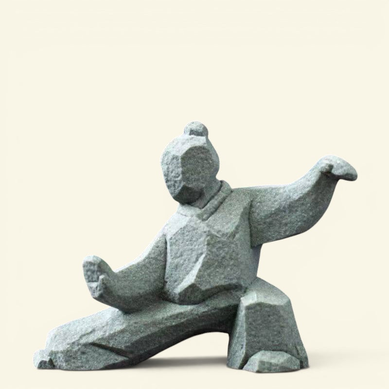 the slow masters – tai chi figurine in snake creeps down pose, gray faux-marble finish, uggaz