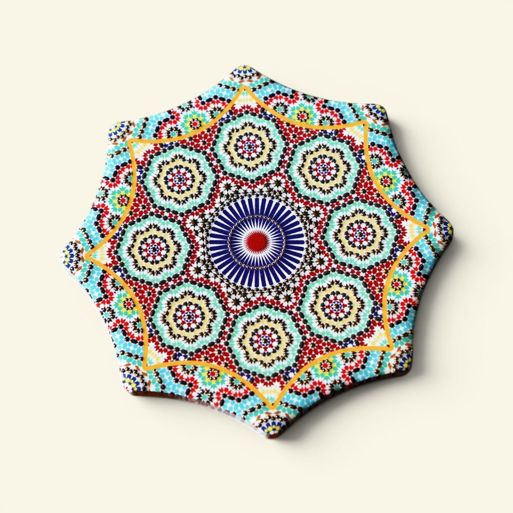 the shophouse tile – pattern f, gold foil peranakan tile ceramic coaster, uggaz