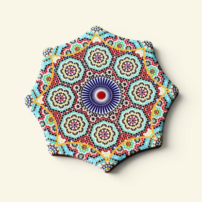 the shophouse tile – pattern f, gold foil peranakan tile ceramic coaster, uggaz