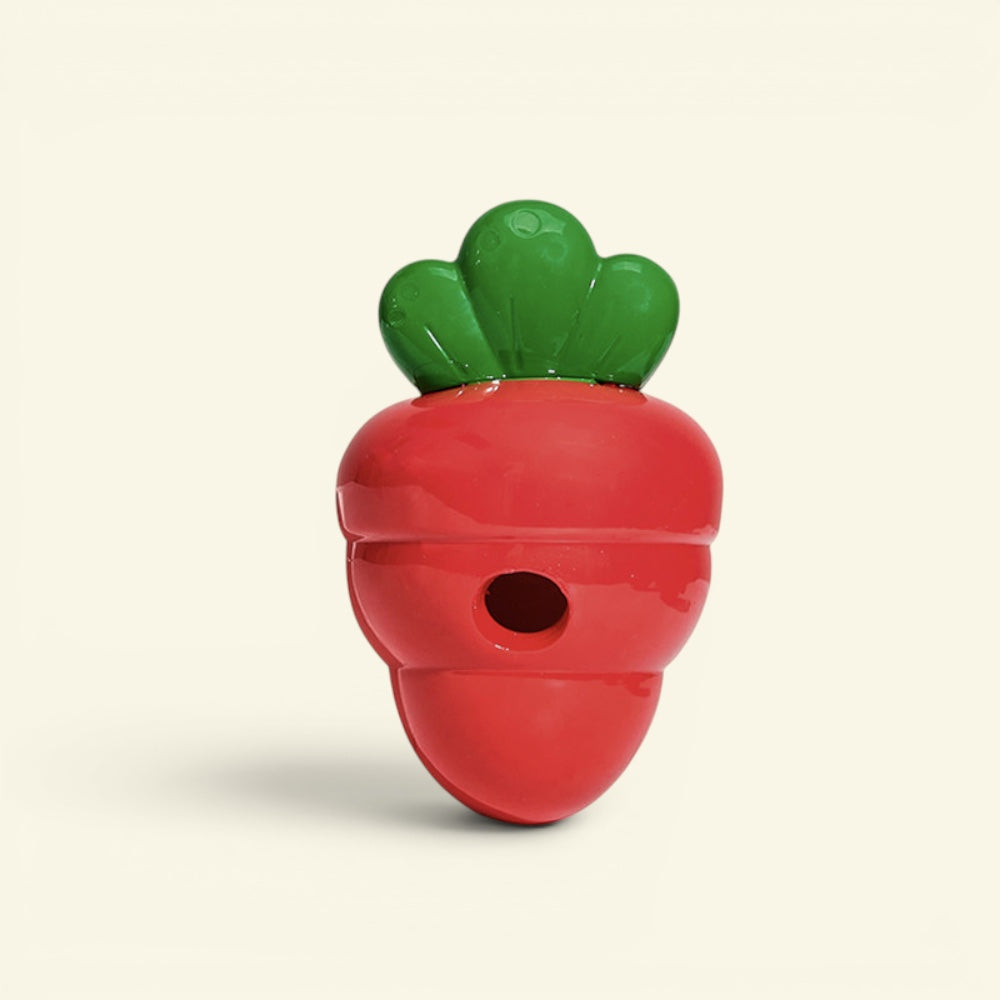 the carrot feeder – red, tpr treat dispenser dog toy, uggaz