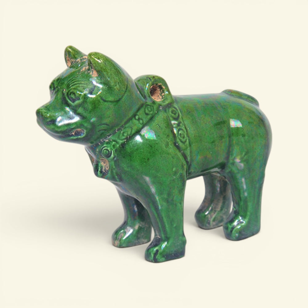 the old dog – han dynasty green-glazed ceramic dog figurine, shanghai museum replica, uggaz