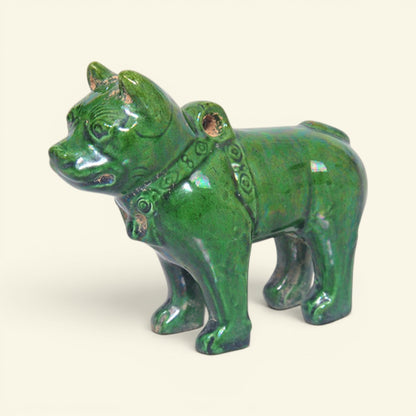 the old dog – han dynasty green-glazed ceramic dog figurine, shanghai museum replica, uggaz