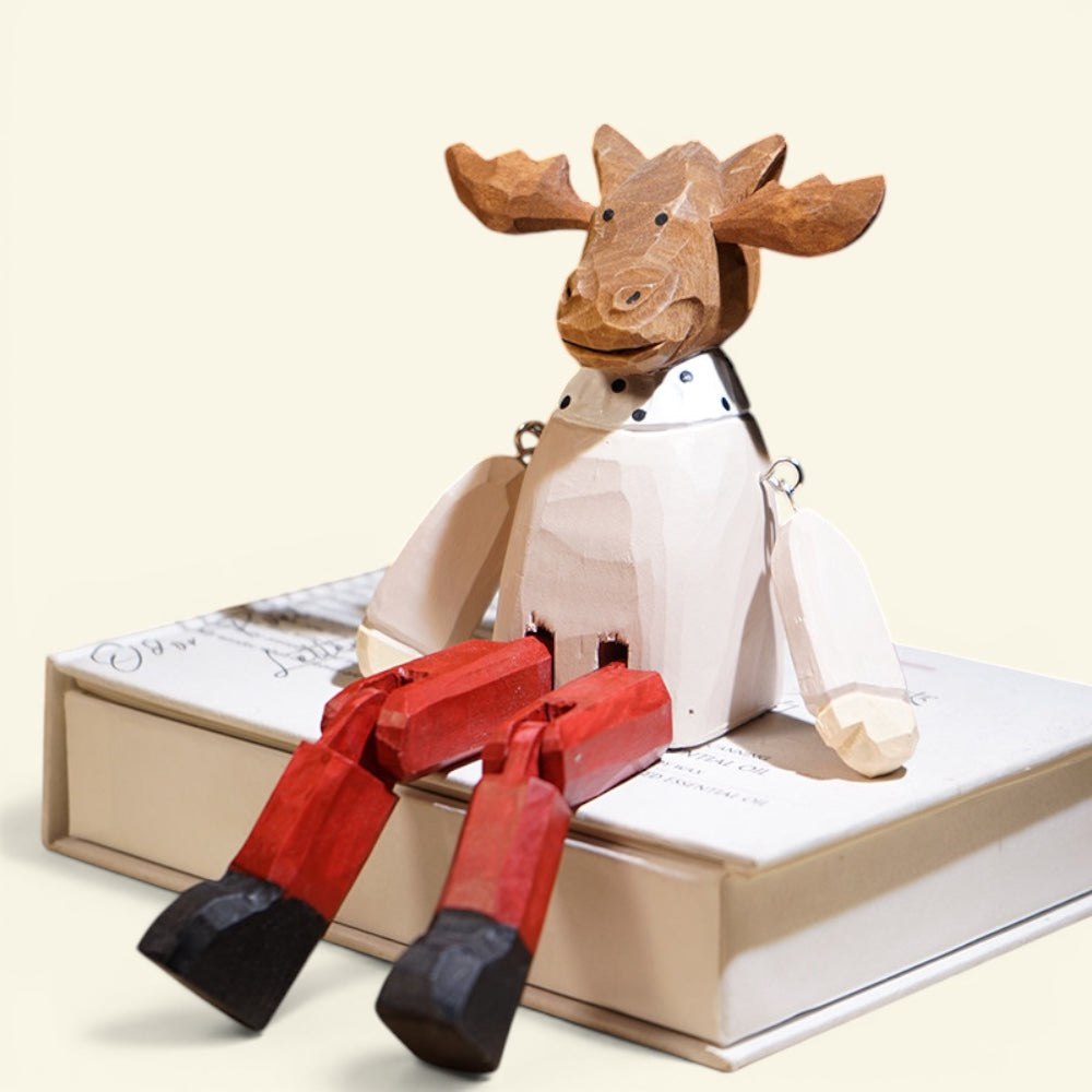 the winter legs – reindeer, hand-carved basswood christmas figurine, uggaz