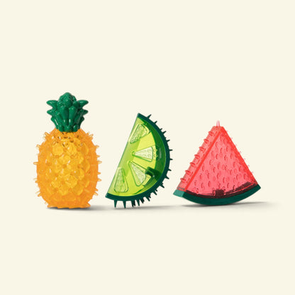 the fruit stand – watermelon, lemon, and pineapple TPR dental chew toys for dogs, uggaz