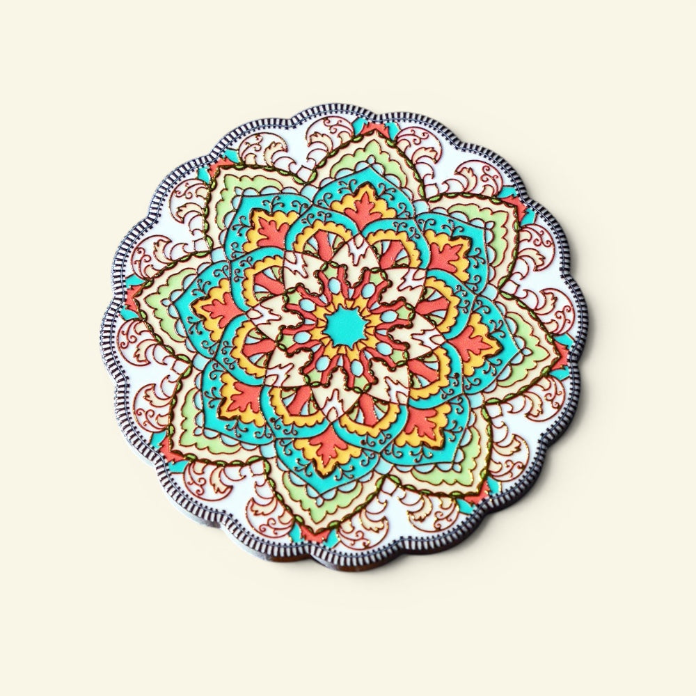 the shophouse tile – pattern j, gold foil peranakan tile ceramic coaster, uggaz