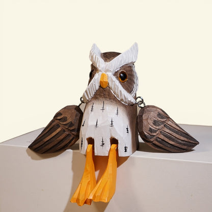 the long legs – owl, hand-carved basswood animal figurine, uggaz