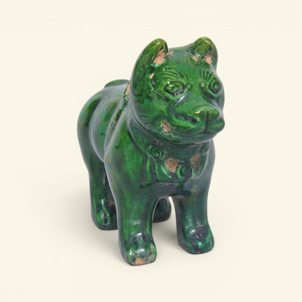 the old dog – han dynasty green-glazed ceramic dog figurine, detail 1, uggaz