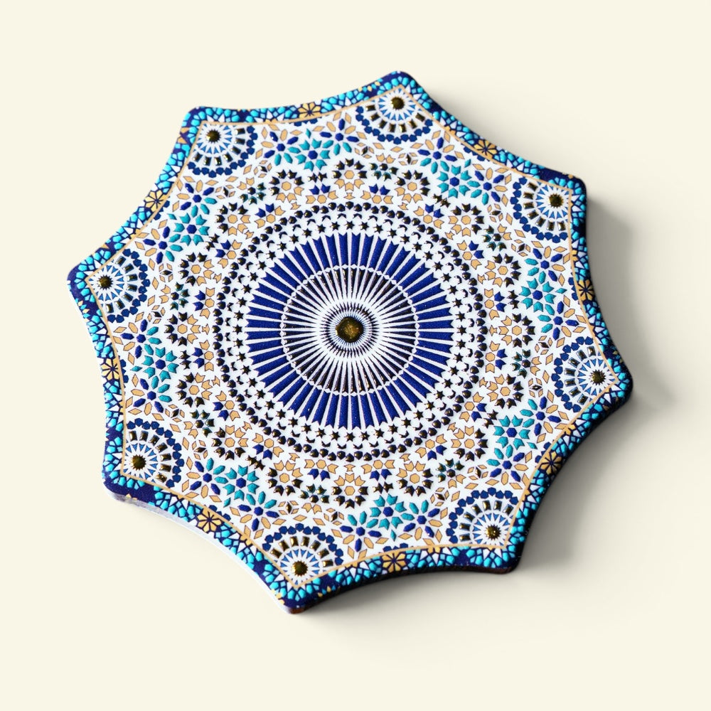 the shophouse tile – pattern g, gold foil peranakan tile ceramic coaster, uggaz