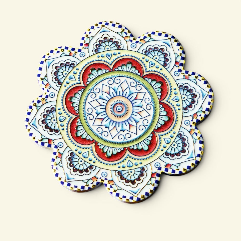 the shophouse tile – pattern i, gold foil peranakan tile ceramic coaster, uggaz
