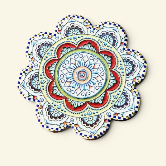 the shophouse tile – pattern i, gold foil peranakan tile ceramic coaster, uggaz