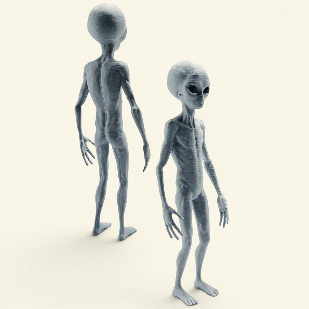 The Tall Grey – detail 2, 3d printed pla alien figurine, matte grey, uggaz