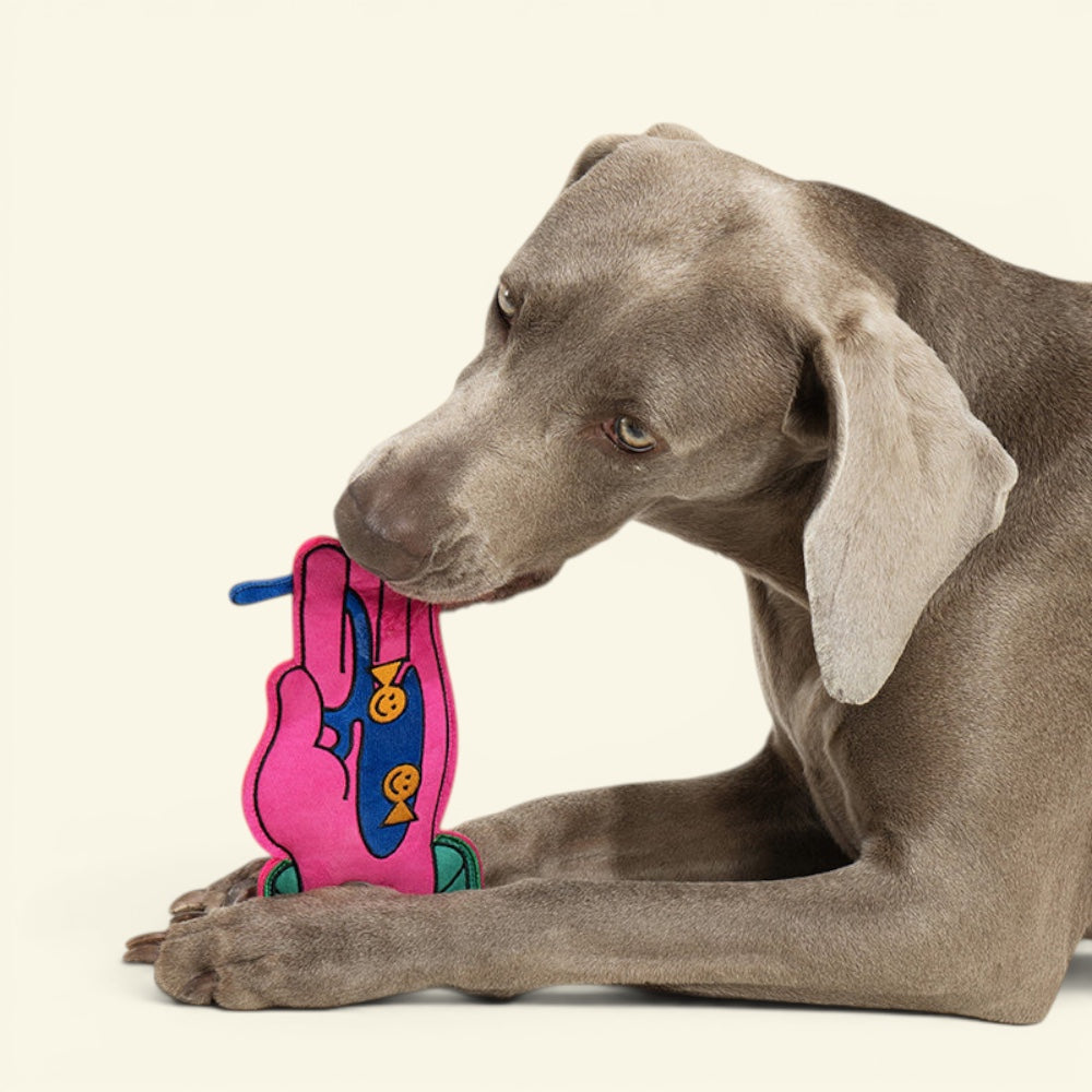the busy hands – suede fabric squeaker frisbee dog toy, detail 1, uggaz