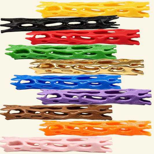 all ten one wish willow colors stacked: yellow, black, red, green, gold, blue, purple, brown, orange and pink