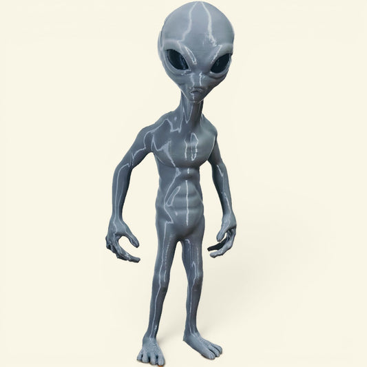 The Small Grey – grey body with black eyes, 3d printed pla roswell alien figurine, uggaz