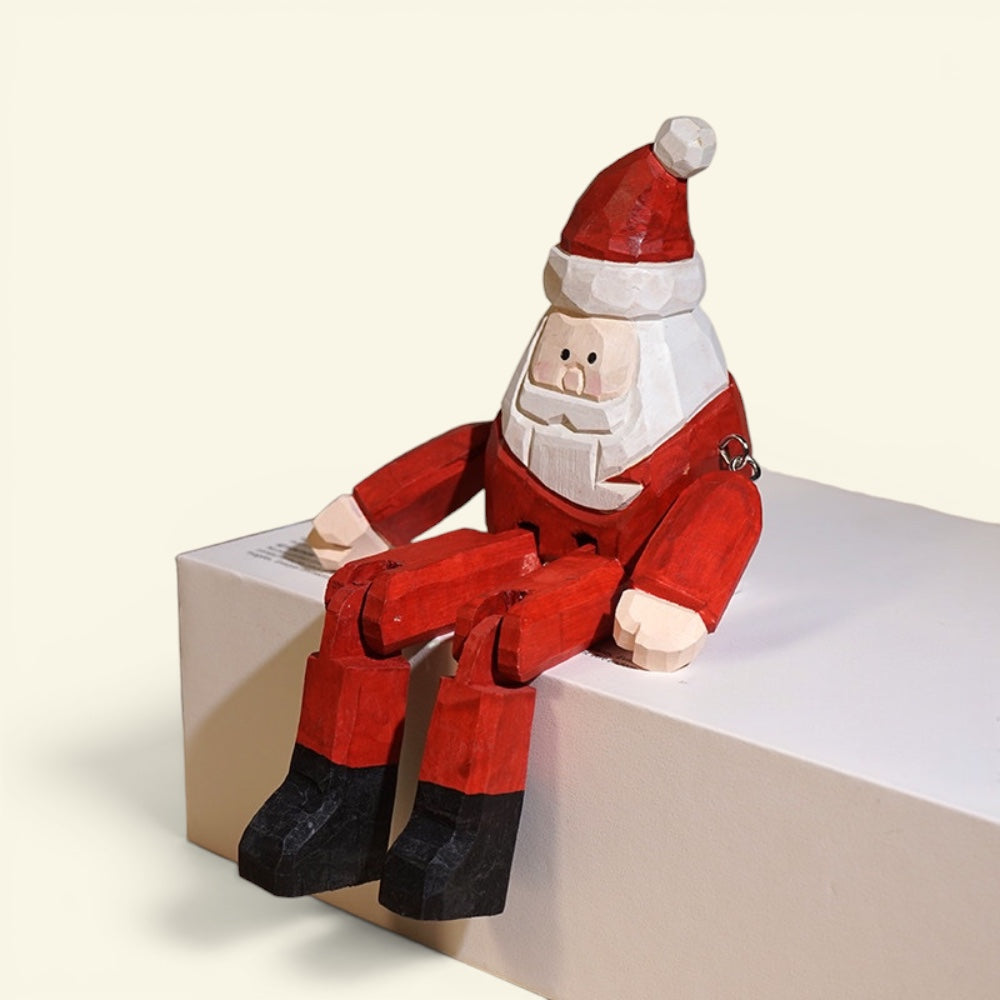the winter legs – santa, hand-carved basswood christmas figurine, uggaz