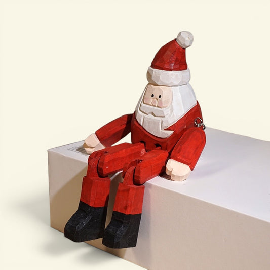 the winter legs – santa, hand-carved basswood christmas figurine, uggaz
