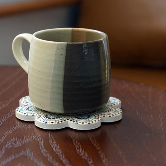 the shophouse tile – gold foil peranakan tile ceramic coaster, detail 1, uggaz