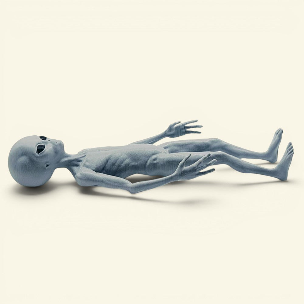 The Tall Grey – detail 4, 3d printed pla alien figurine, matte grey, uggaz