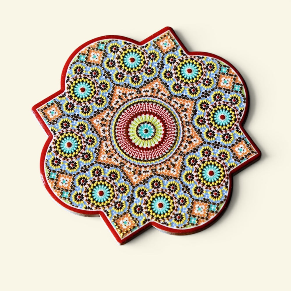 the shophouse tile – pattern e, gold foil peranakan tile ceramic coaster, uggaz