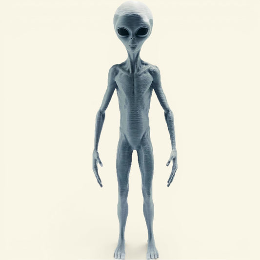 The Tall Grey – grey body with black eyes, 3d printed pla alien figurine, uggaz