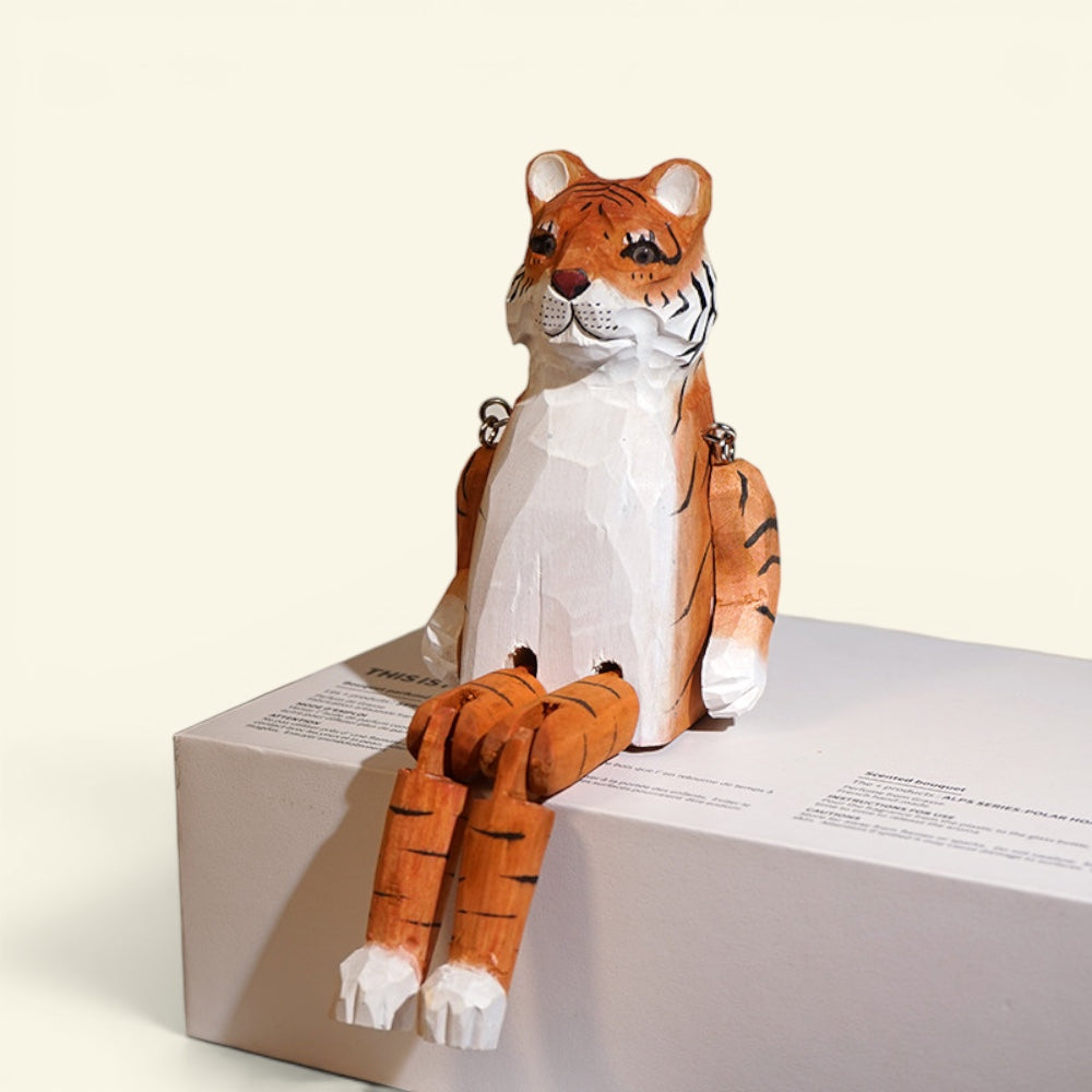 the long legs – tiger, hand-carved basswood animal figurine, uggaz