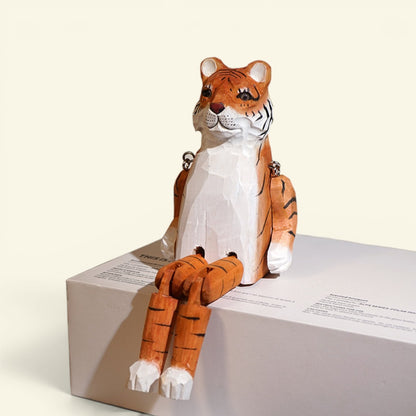 the long legs – tiger, hand-carved basswood animal figurine, uggaz