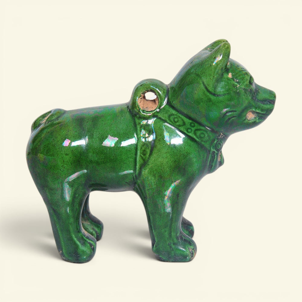the old dog – han dynasty green-glazed ceramic dog figurine, detail 2, uggaz