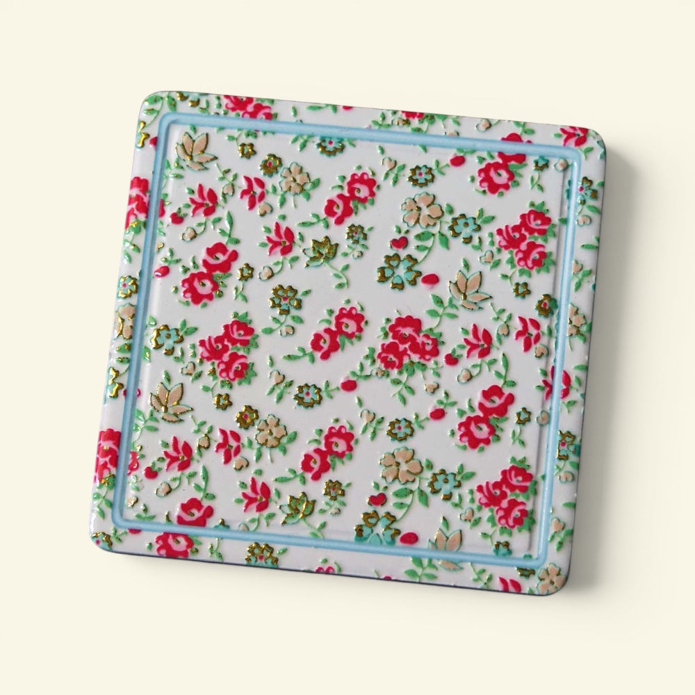 the shophouse tile – pattern m, gold foil peranakan tile ceramic coaster, uggaz