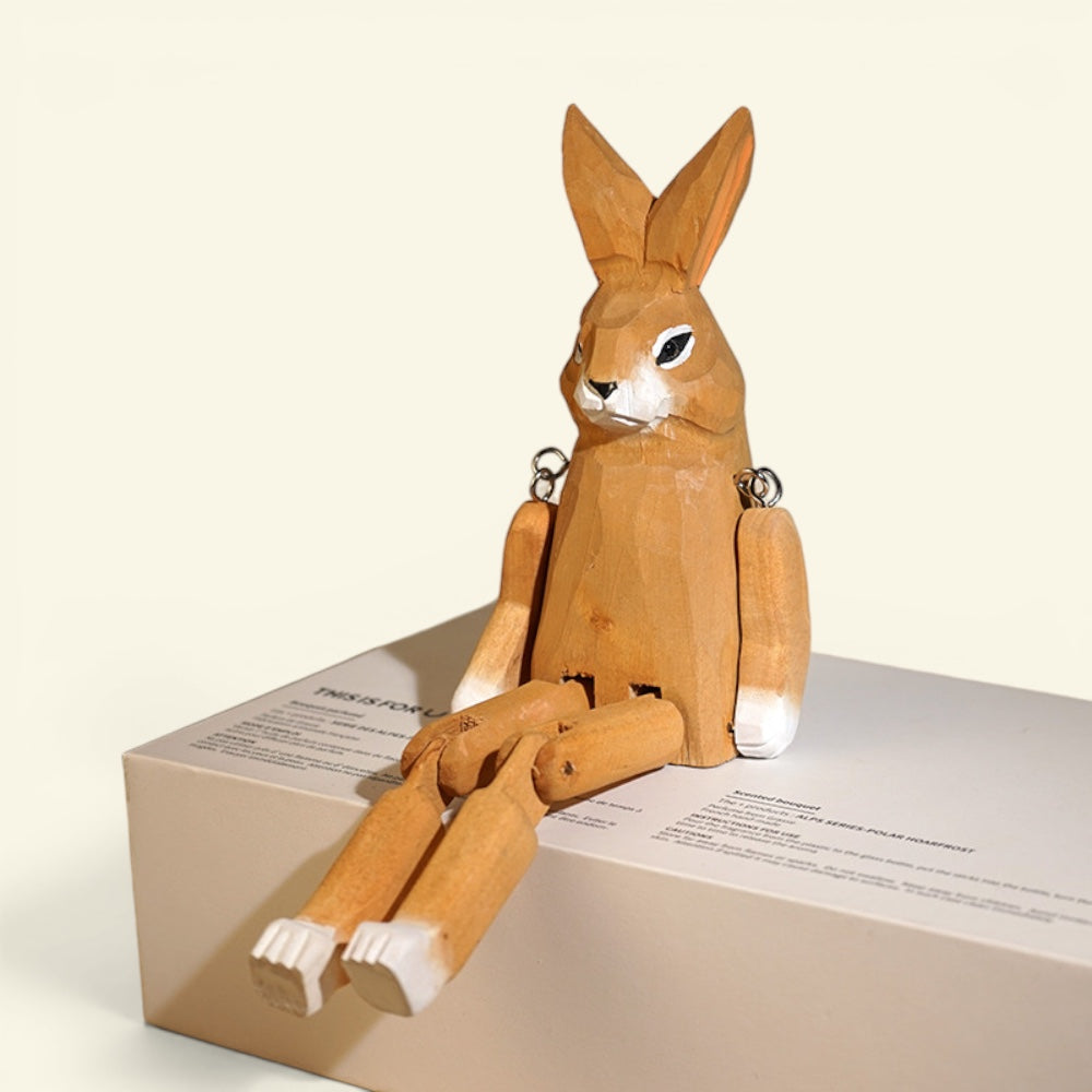 the long legs – rabbit, hand-carved basswood animal figurine, uggaz