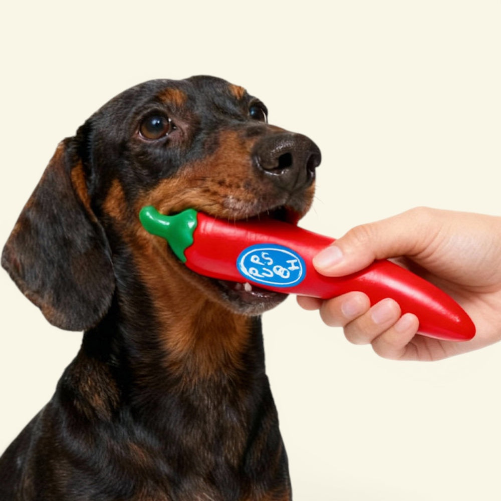 the hot pepper – natural latex squeaky dog toy, detail 1, uggaz