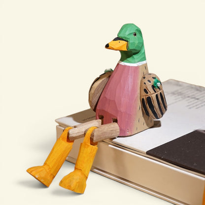the long legs – mallard, hand-carved basswood animal figurine, uggaz