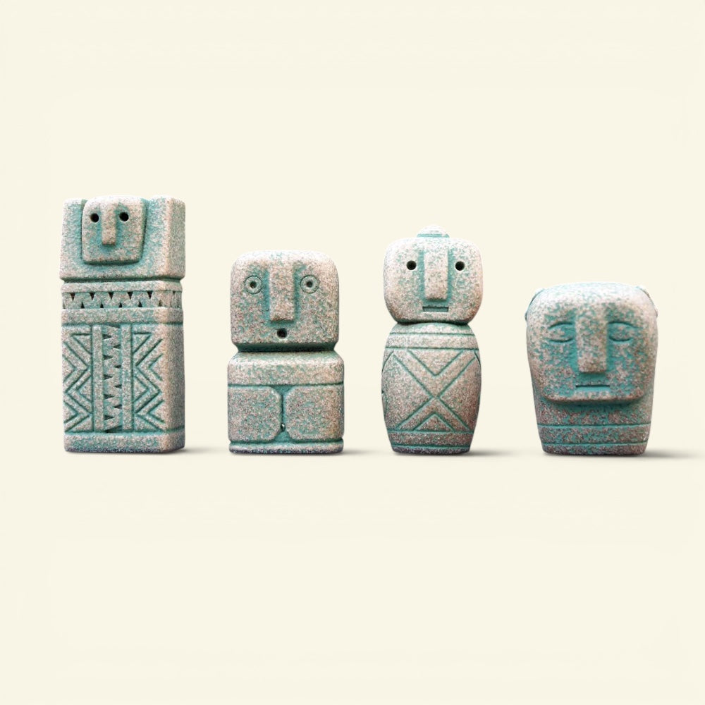the stone people – crowd, moss green, bali stone-look resin figurine set, uggaz